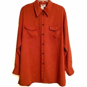 Como Long Sleeve Button Down Microsuede Shirt Sz14